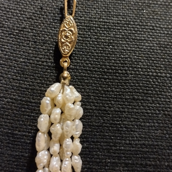 7 strand freshwater pearl ,gold necklace - Picture 6 of 16